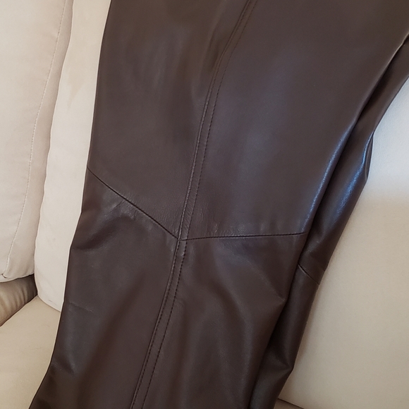 LEATHER Vakko genuine leather pants, coffee/chocolate color. Sz 10 - Picture 3 of 12